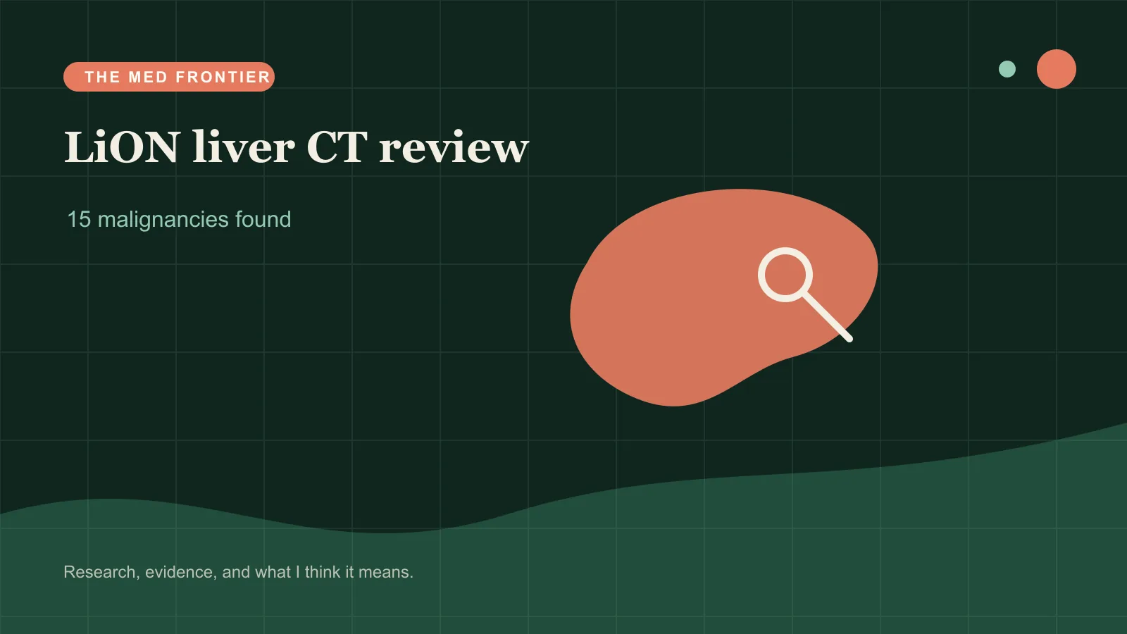 Liver CT schematic with a highlighted lesion and second-reader marker