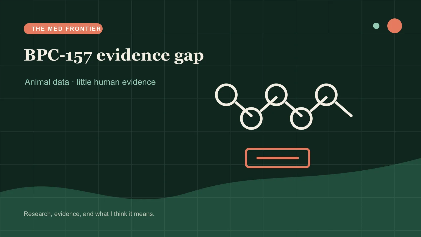Peptide chain above an empty human-trial panel